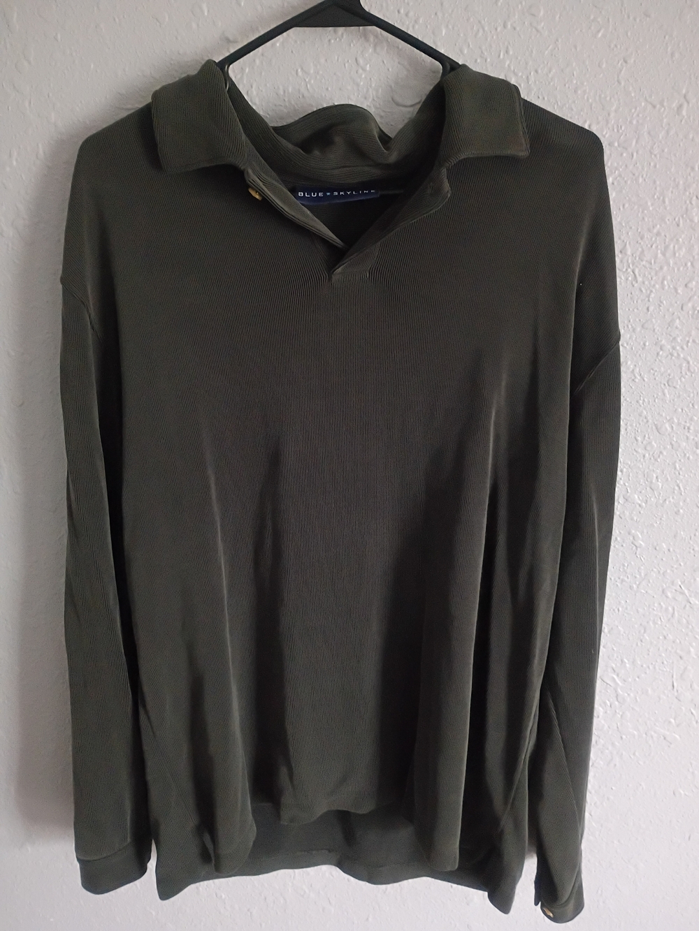 Blue Sky Olive Ribbed Collared Top - Picture 3 of 6